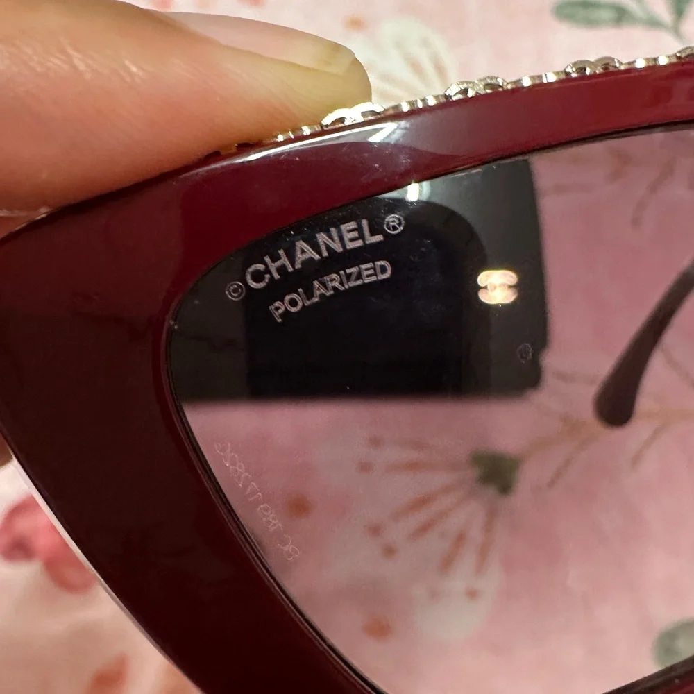 Chanel 5540 Butterly Burgundy Sunglasses with Gold Chain Accent